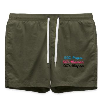 50% Papa 50% Maman 100% Mignon - Short de bain - vert olive - Devant - AI Model Male 185 light (185cm)