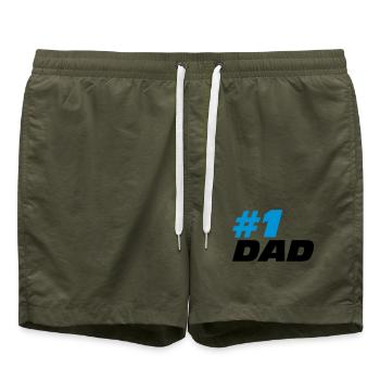 #1 Dad - Badeshorts - Olive - Vorne - AI Model Male 185 light (185cm)
