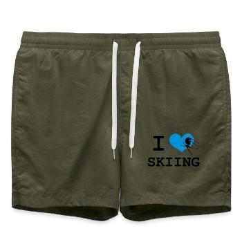 I Love Skiing - Short de bain - vert olive - Devant - AI Model Male 185 light (185cm)