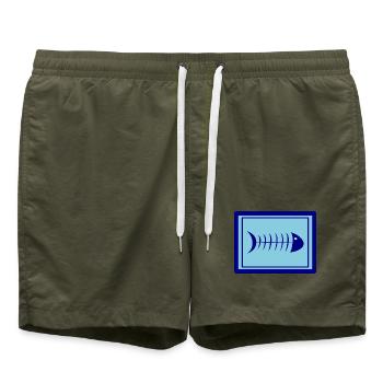 SARDINE. FISCH. APRILSCHERZ. OSTERN. MEER - Badeshorts - Olive - Vorne - AI Model Male 185 light (185cm)