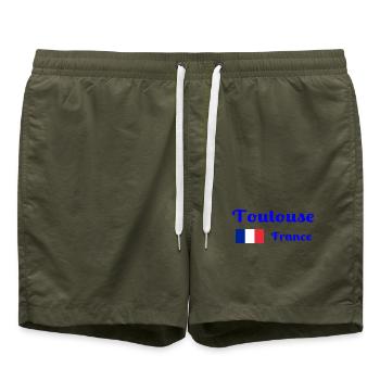 Toulouse Frankreich - Stilvolle Drucke - Badeshorts - Olive - Vorne - AI Model Male 185 light (185cm)