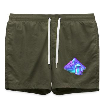 Bière Bergneon Gloss Blue - Short de bain - vert olive - Devant - AI Model Male 185 light (185cm)