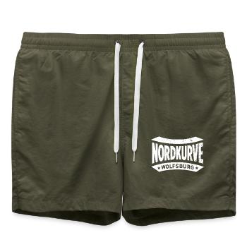 Wolfsburg Nordkurve Stadion Fan Shirt, Tasse - Badeshorts - Olive - Vorne - AI Model Male 185 light (185cm)