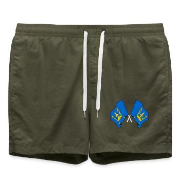 Drapeaux du Suffolk croisés - Short de bain - vert olive - Devant - AI Model Male 185 light (185cm)