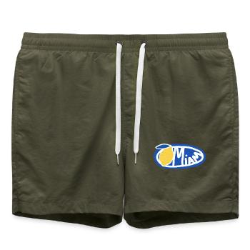 Lemon Yum Blue Retro Oval Logo - Badeshorts - Olive - Vorne - AI Model Male 185 light (185cm)