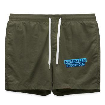 Norrmalm Stockholm Typographie - Short de bain - vert olive - Devant - AI Model Male 185 light (185cm)