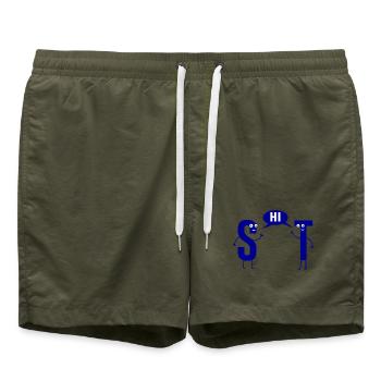 Scheisse Shit Sarkasmus S und T Wortwitz - Badeshorts - Olive - Vorne - AI Model Male 185 light (185cm)