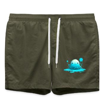Blauer Wasserjelly mit Lächeln - Badeshorts - Olive - Vorne - AI Model Male 185 light (185cm)