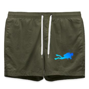 Motif de plongée frais pour la plongée - Short de bain - vert olive - Devant - AI Model Male 185 light (185cm)