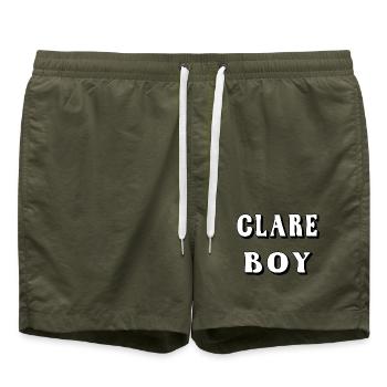 Clare Boy – County Clare Design - Swim Trunks - olive - Front - AI Model Male 185 light (185cm)