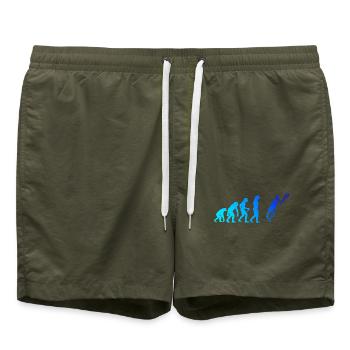 Geschenkidee für einen Tennis mit Tennis - Badeshorts - Olive - Vorne - AI Model Male 185 light (185cm)