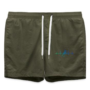 Geschenkidee für Pickleball Fans mit pickleballers - Badeshorts - Olive - Vorne - AI Model Male 185 light (185cm)