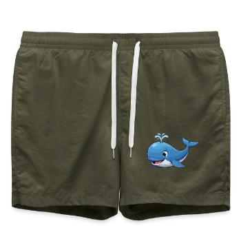 Dessin animé de la Baleine Bleue - Short de bain - vert olive - Devant - AI Model Male 185 light (185cm)