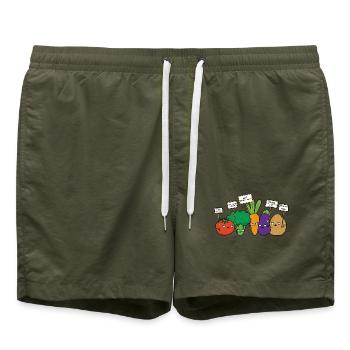 Manifestation anti-végane végétarienne - Short de bain - vert olive - Devant - AI Model Male 185 light (185cm)