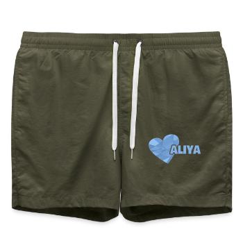 Aliya en tant que fille - Short de bain - vert olive - Devant - AI Model Male 185 light (185cm)