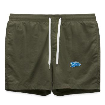 Mon Wave Script Logo - Swim Trunks - olive - Front - AI Model Male 185 light (185cm)