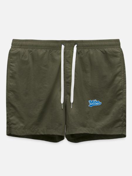 Mon Wave Script Logo - Swim Trunks - olive