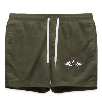 Steinbock - der Berggeist - Badeshorts - Olive - Vorne - AI Model Male 185 light (185cm)