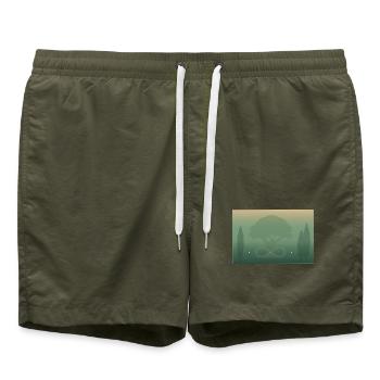 Der atmende Wald - Badeshorts - Olive - Vorne - AI Model Male 185 light (185cm)