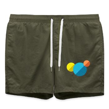 Planets Composition - Badeshorts - Olive - Vorne - AI Model Male 185 light (185cm)
