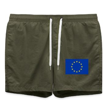 EU-Flagge - Badeshorts - Olive - Vorne - AI Model Male 185 light (185cm)