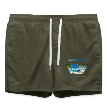 Beach Vibes geometrisch - Badeshorts - Olive - Vorne - AI Model Male 185 light (185cm)