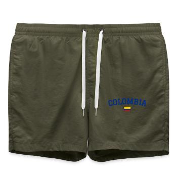 Kolumbien Flagge Design Blau - Badeshorts - Olive - Vorne - AI Model Male 185 light (185cm)