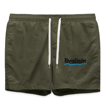 Rheinländer - Die Leute vom Rhein - Badeshorts - Olive - Vorne - AI Model Male 185 light (185cm)
