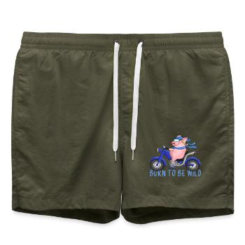 Ulkige Motorradfahrerin - Badeshorts - Olive - Vorne - AI Model Male 185 light (185cm)