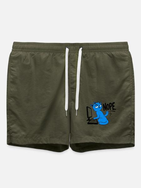 Katzen-Geek-Humor NEIN - Badeshorts - Olive
