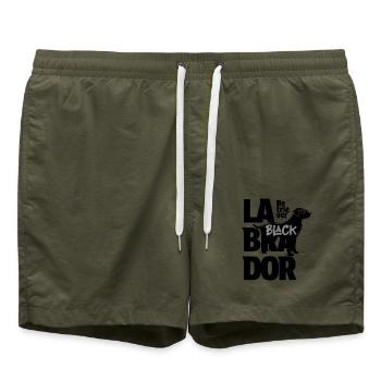 Black labrado Retriever - Swim Trunks - olive - Front