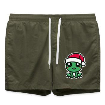 Christmas Frog - Swim Trunks - olive - Front