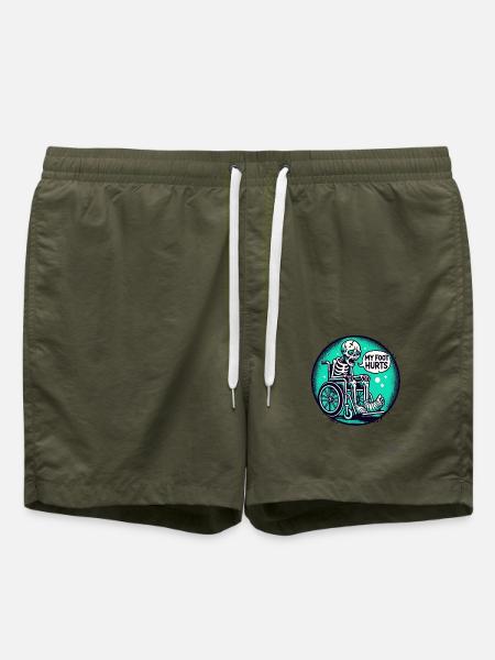Skelett im Rollstuhl: Mein Fuß tut weh - Badeshorts - Olive