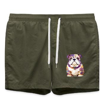 Bouledogue anglais ludique adorable amusant couleur animale - Short de bain - vert olive - Devant