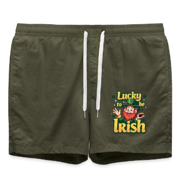 Chanceux d’être irlandais – Leprechaun de la Saint-Patrick - Short de bain - vert olive - Devant