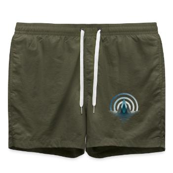 Symbolic Mountain Abstract Logo - Swim Trunks - olive - Front