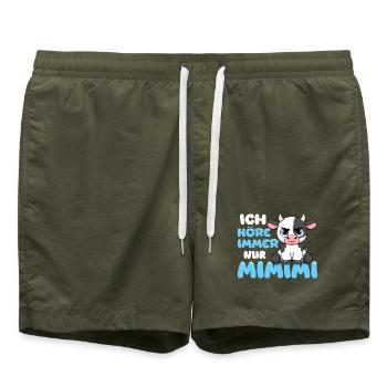 Ich Höre Immer Nur Mimimi Kuh - Badeshorts - Olive - Vorne - AI Model Male 185 light (185cm)