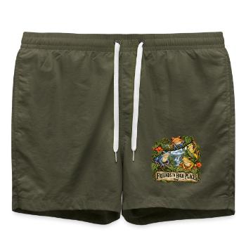 Bunte Gartenvögel Vogelbeobachtung Natur Vogellieb - Badeshorts - Olive - Vorne - AI Model Male 185 light (185cm)