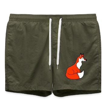 Fox Red Fox Wild Animal Clever Forest Inhabitants - Swim Trunks - olive - Front