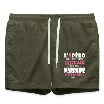 Marraine Cadeau Humour cadeau tatie soeur tata - Short de bain - vert olive - Devant