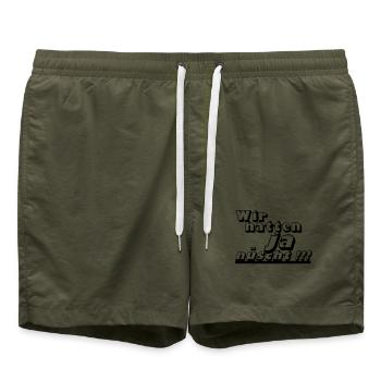 Ostalgie, DDR Kult ,Wir hatten ja nüscht (25) - Badeshorts - Olive - Vorne