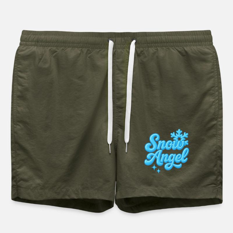 Snow Angle / Y2K Statement Design - Swim Trunks - olive