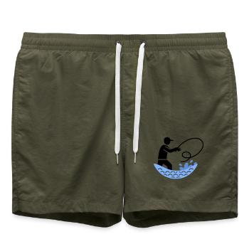 Pêche et pêche | Petri Heil Hobby Logo - Short de bain - vert olive - Devant - AI Model Male 185 light (185cm)