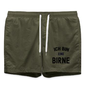 ICH BIN EINE BIRNE Grünes Karneval Kostüm Fasching - Badeshorts - Olive - Vorne
