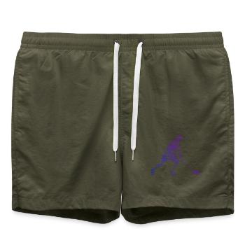 Geschenkidee für einen Floorball-Fan mit Stockball - Badeshorts - Olive - Vorne - AI Model Male 185 light (185cm)