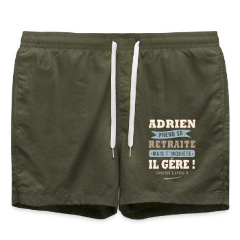 Adrien humour retraite cadeau retraité - Short de bain - vert olive - Devant