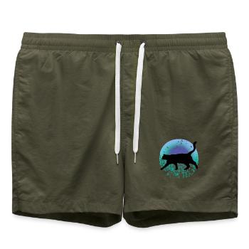 Schwarze Katze - Badeshorts - Olive - Vorne