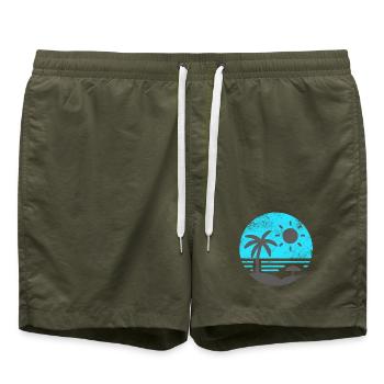 Vintage Beach Blue Grey - Swim Trunks - olive - Front
