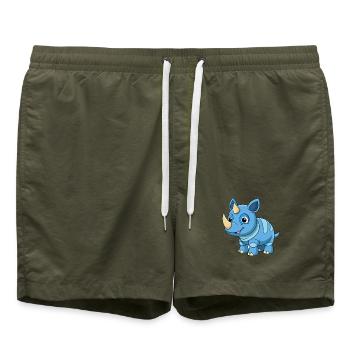 Rhino Mignon Mascotte Personnage De Dessin Animé Kawaii - Short de bain - vert olive - Devant