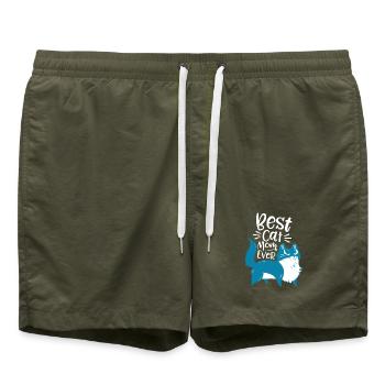 Best Cat Mom Ever – Cute Cat Motif - Swim Trunks - olive - Front